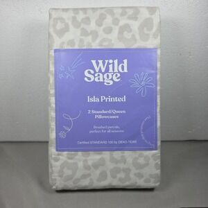 Wild Sage Isla Printed Pillowcases Grey Leopard New in Package
